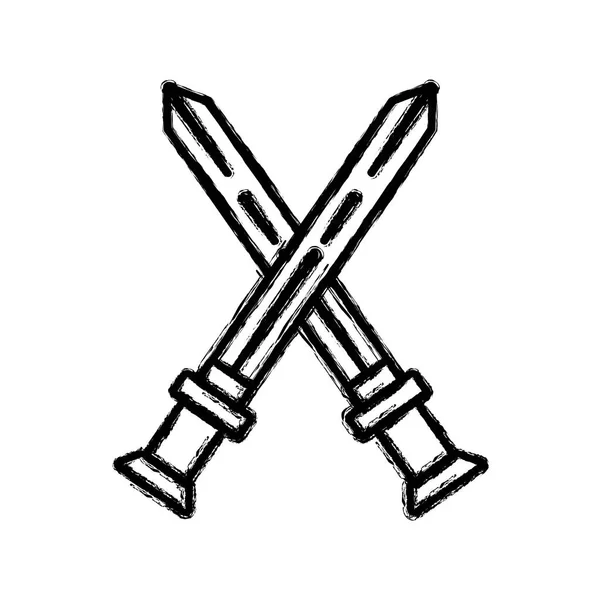 Figure Videogame Swords Medieval Weapon Vector Illustration — Stock Vector