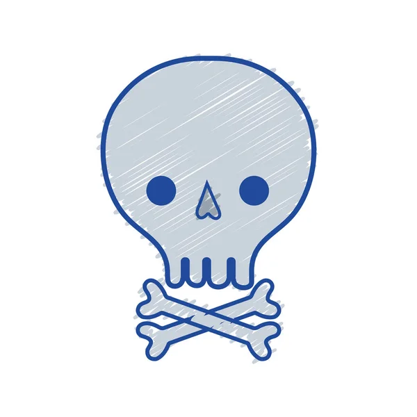 Cráneo Con Huesos Peligro Símbolo Advertencia Vector Ilustración — Vector de stock