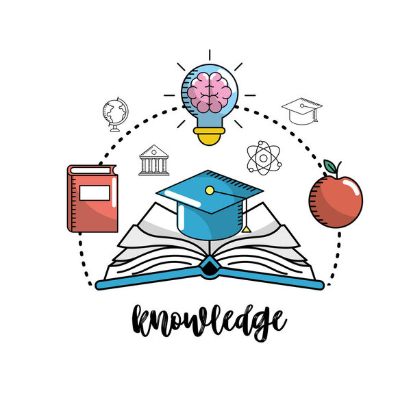 school utensils to education knowledge design vector illustration