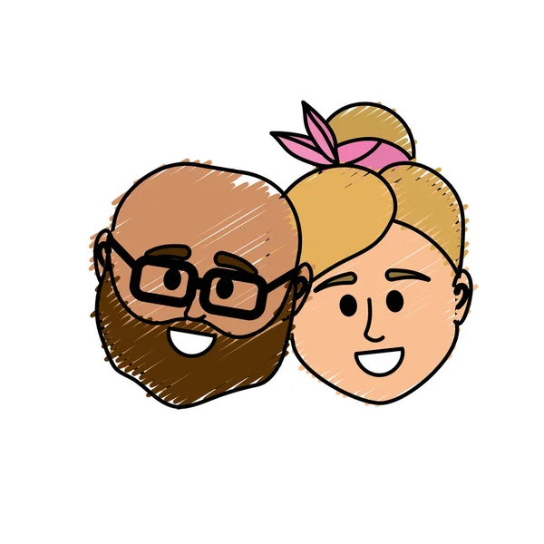 çift kafa ile birlikte saç modeli tasarım illüstrasyon vektör