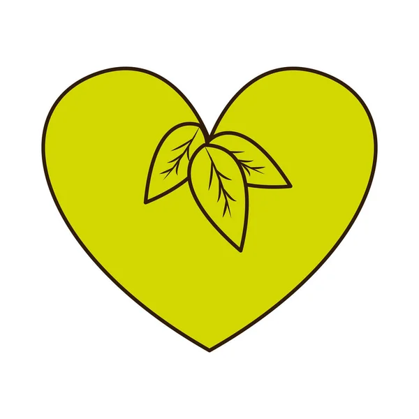 Зеленое Сердце Листьями Веганская Пища Векторная Иллюстрация Дизайна — стоковый вектор