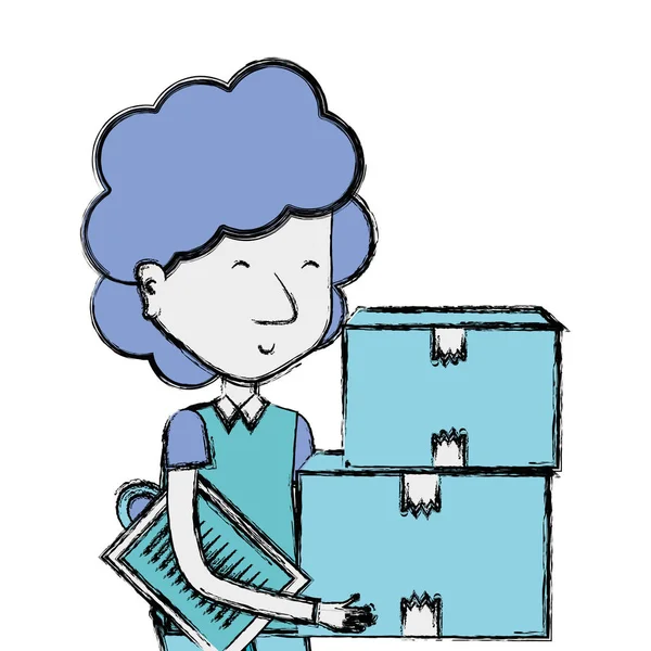 teslimatçı paketleri kutusu dağıtım, vektör çizim ile