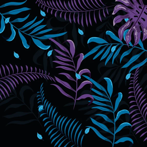 Motif Floral Sur Fond Noir Illustration Vectorielle Signe Graphique — Image vectorielle