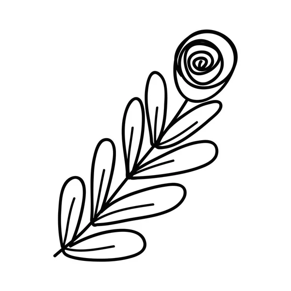 Figure Rose Avec Feuilles Branche Plante Illustration Vectorielle — Image vectorielle