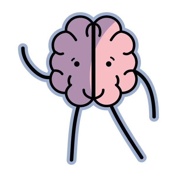 Ícone Adorável Kawaii Expressão Cerebral Ilustração Vetorial — Vetor de Stock