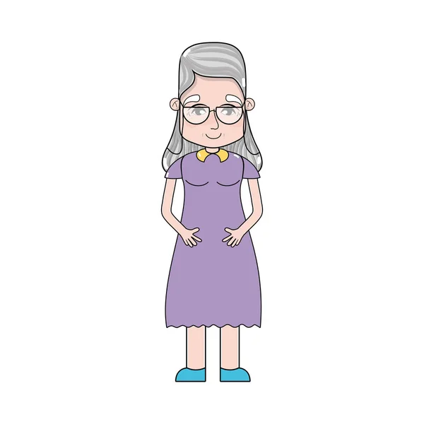 Old Woman Hairstyle Casual Clothes Vector Illustration — Stock Vector