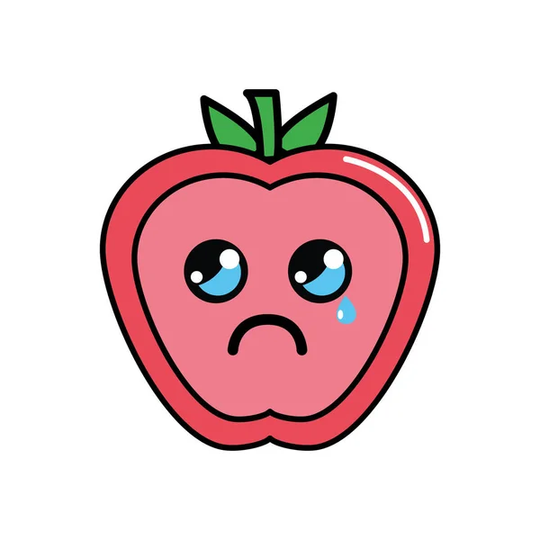 Kawaii Agradável Choro Morango Fruta Vetor Ilustração —  Vetores de Stock