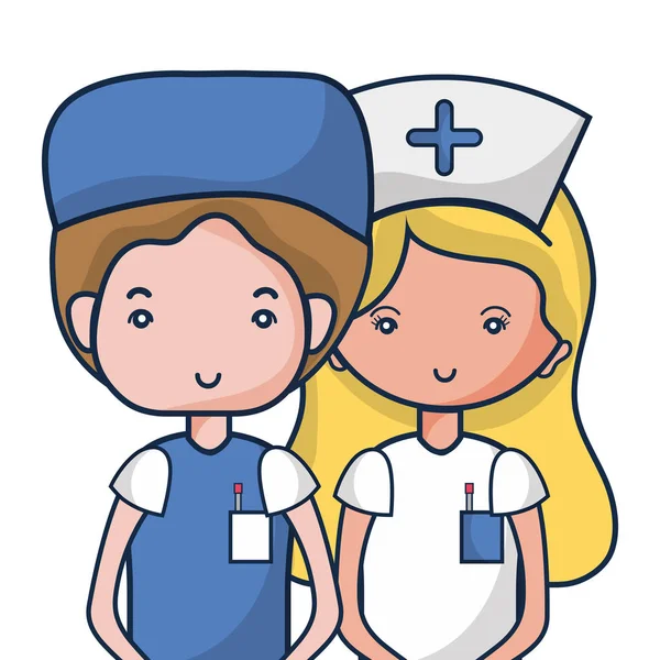 Doktor ve hemşire insanlar vektör çizim yardımcı olmak için
