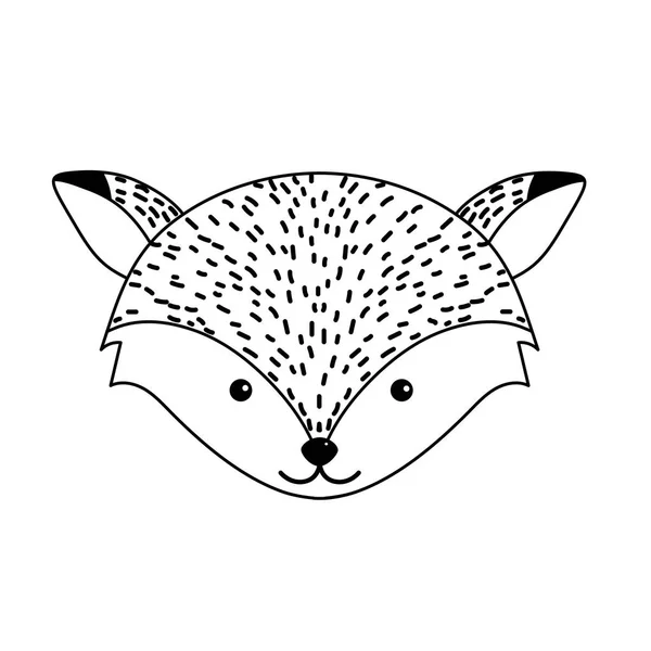 Lijn Schattig Fox Hoofd Wild Dier Vectorillustratie — Stockvector