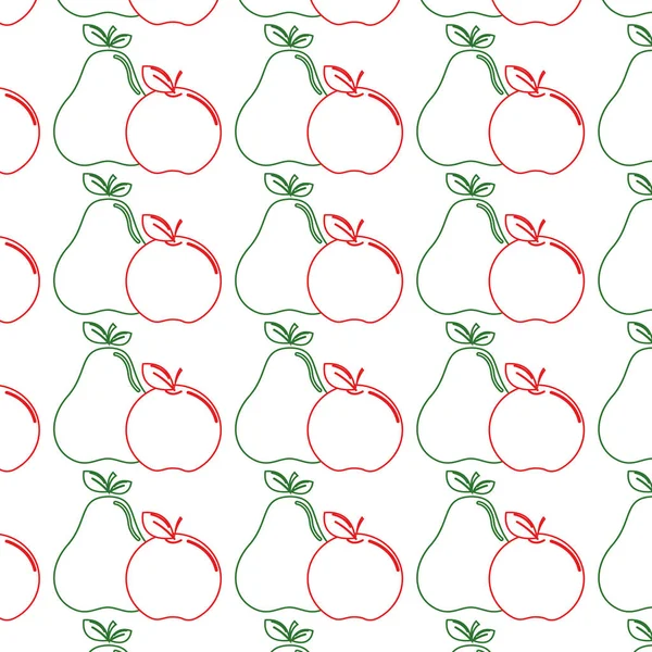 Délicieux Poire Pomme Fond Fruit Sain Illustration Vectorielle — Image vectorielle