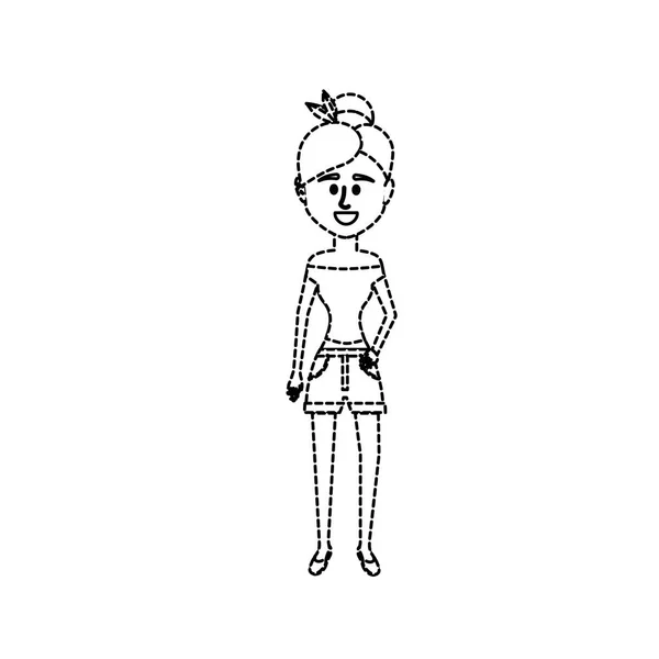 Kobieta Kształt Kropkowana Fryzurę Ilustracja Wektorowa Projektowania Ubrania — Wektor stockowy