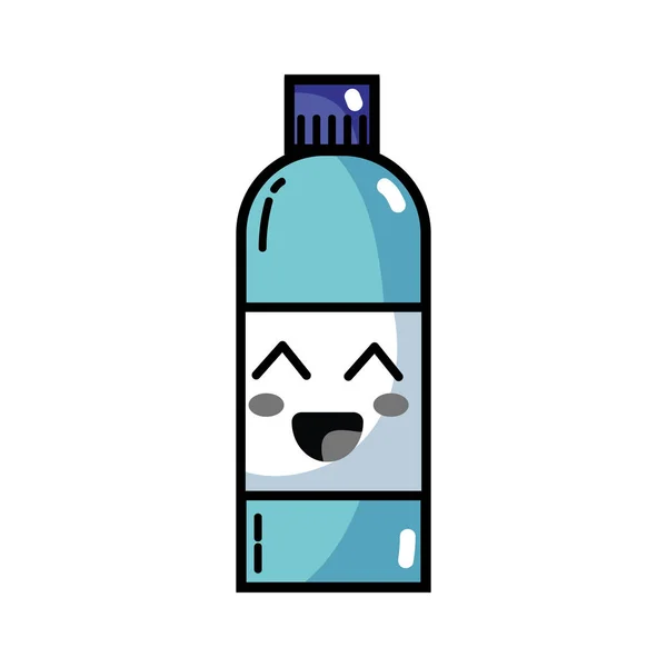 Kawaii Schattig Gelukkig Drank Fles Vectorillustratie — Stockvector