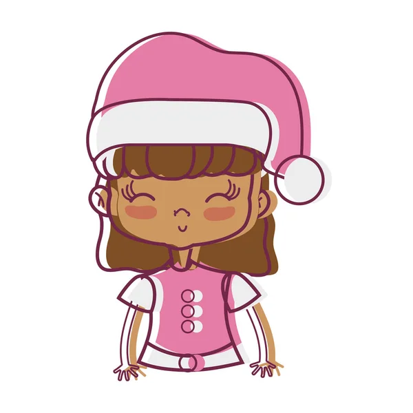 Belleza Chica Celebrando Feliz Navidad Vector Ilustración — Vector de stock