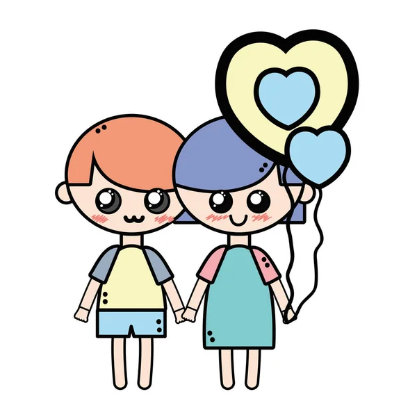 Pareja Niños Con Peinado Ropa Pijama Vector Ilustración — Archivo Imágenes Vectoriales