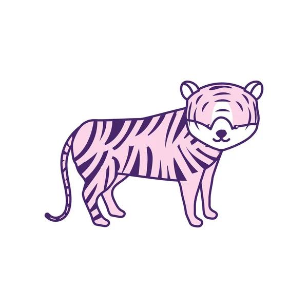 Carino Tigre Animale Selvatico Icona Vettore Illustrazione — Vettoriale Stock