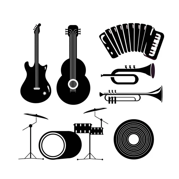 Set Guitare Électrique Acoustique Avec Instruments Musique Illustration Vectorielle — Image vectorielle