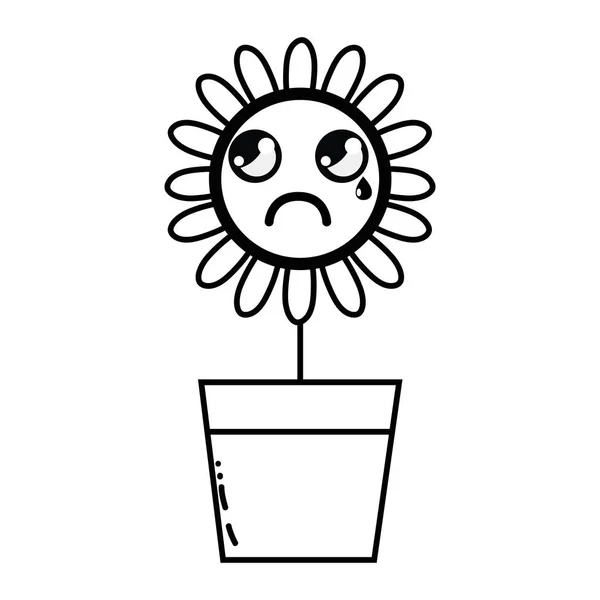 ライン可愛い美しさと泣いている花植物のベクトル図 — ストックベクタ