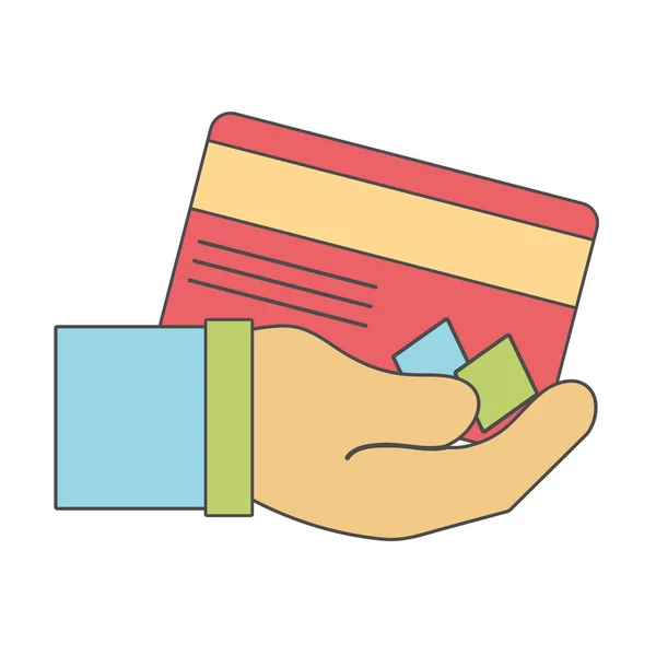 Kreditkarte Elektronische Währung Der Hand Vektor Illustration — Stockvektor