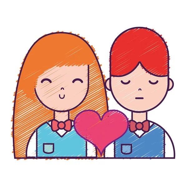 Couple Avec Des Relations Beauté Illustration Vectorielle Coeur — Image vectorielle