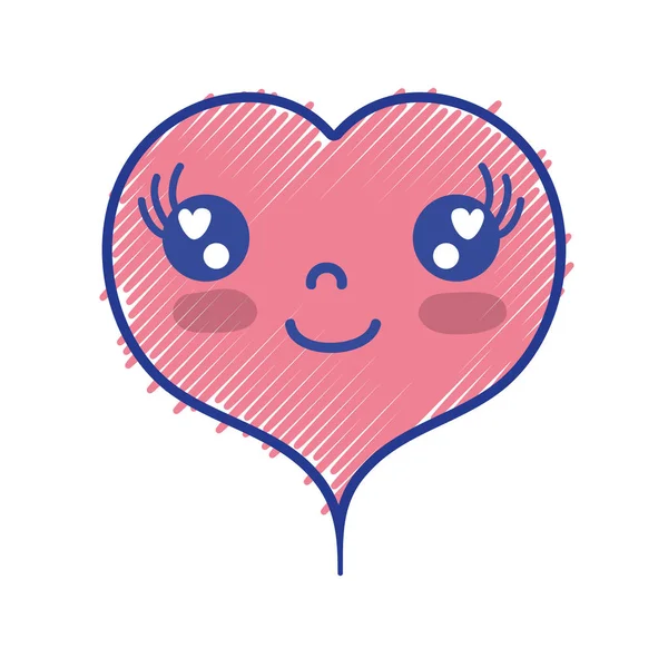 川井可爱的快乐心脏设计向量插图 — 图库矢量图片