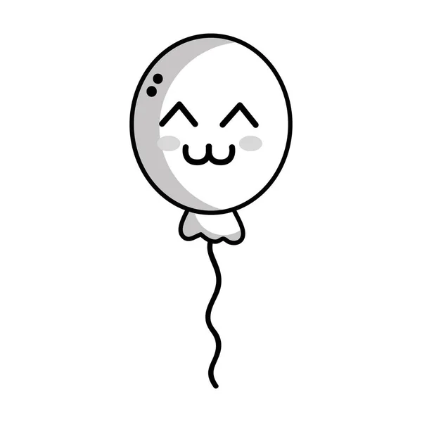 Lijn Kawaii Schattig Gelukkig Ballon Ontwerp Vectorillustratie — Stockvector