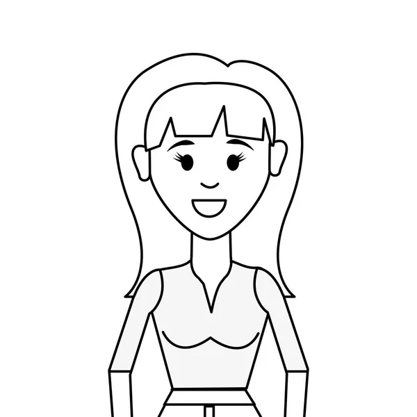 Figura Gente Mujer Con Icono Avatar Tela Casual Vector Ilustración — Vector de stock