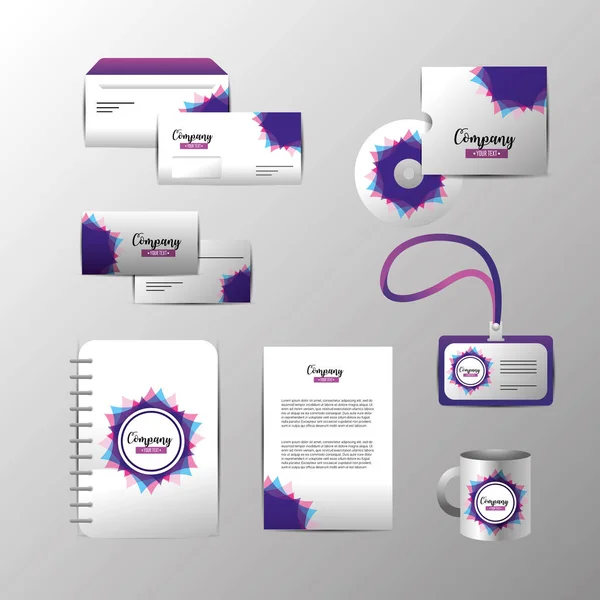 set business company stationary template with documents vector illustration