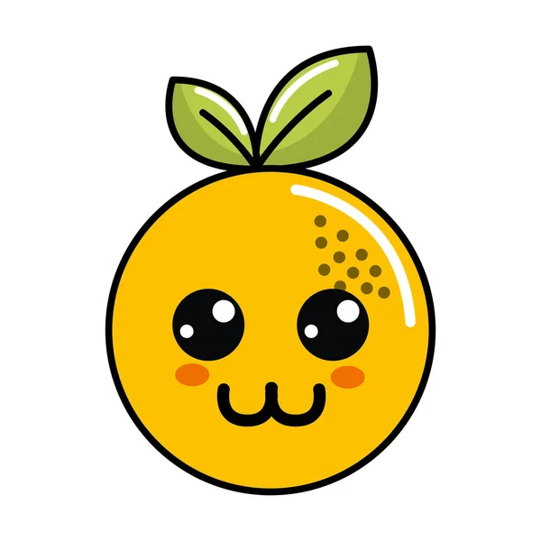 Kawaii Beau Fruit Orange Heureux Illustration Vectorielle — Image vectorielle