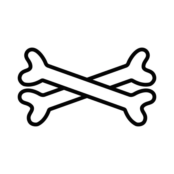 Line Bones Cross Danger Symbol Caution Alert Vector Illustration - Stok Vektor