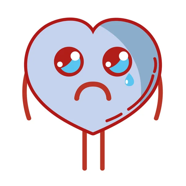 Kawaii Bonito Choro Coração Amor Vetor Ilustração —  Vetores de Stock