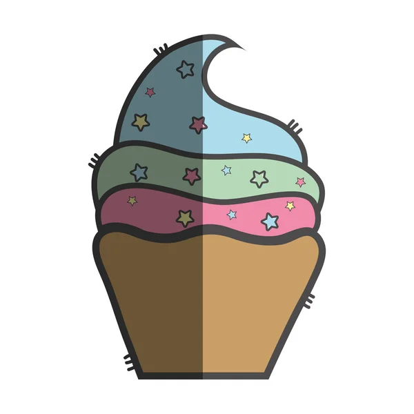 Leckerer Cupcake Zur Geburtstagsfeier Vektorillustration — Stockvektor