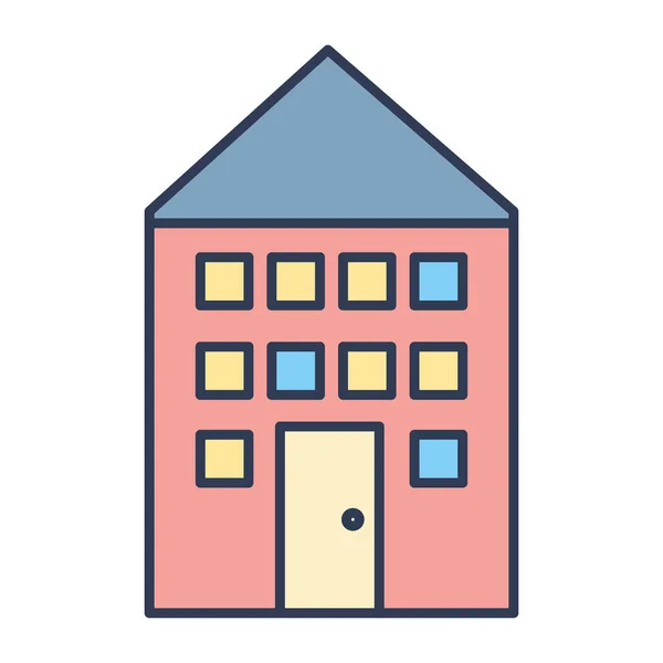 Maison Avec Toit Fenêtres Avec Illustration Vectorielle Porte — Image vectorielle