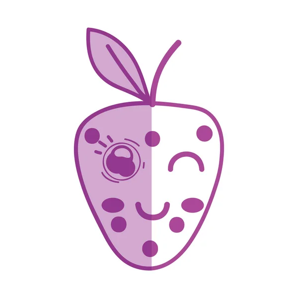 Silhouette Kawaii Mignon Drôle Fraise Fruit Illustration Vectorielle — Image vectorielle