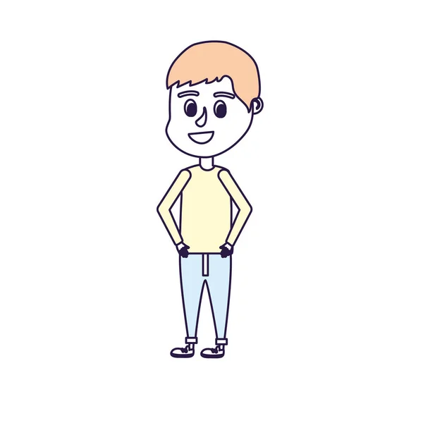 Niño Con Diseño Peinado Ilustración Vectores Ropa Casual — Vector de stock