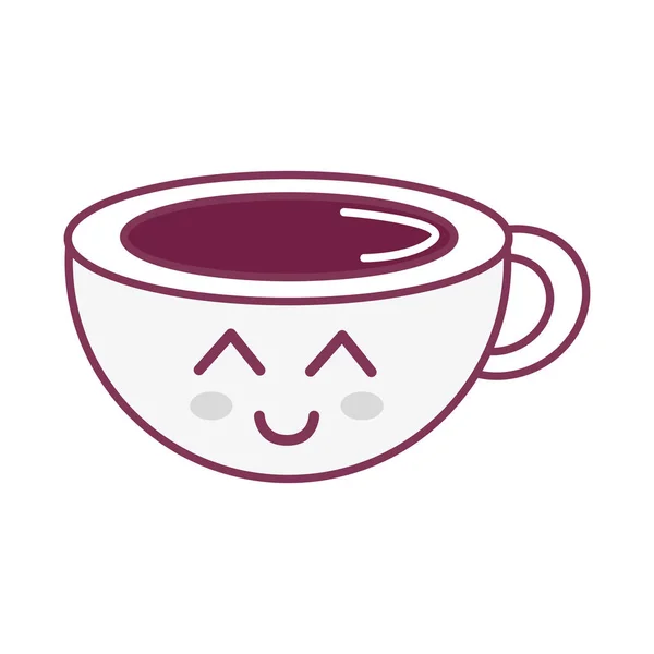 Silhueta Kawaii Bonito Feliz Xícara Café Ilustração Vetorial — Vetor de Stock