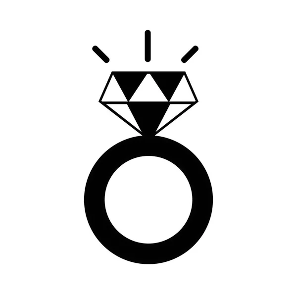 Contour Beauty Wedding Ring Diamond Design Vector Illustration — Stock Vector