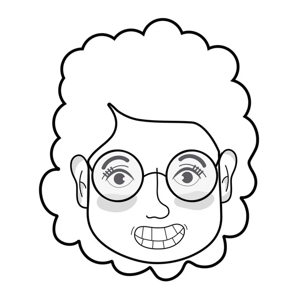 Line Woman Face Hairstyle Glasses Vector Illustration — Stock Vector