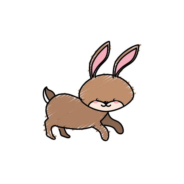 Niedliches Kaninchen Wildes Tier Symbol Vektor Illustration — Stockvektor