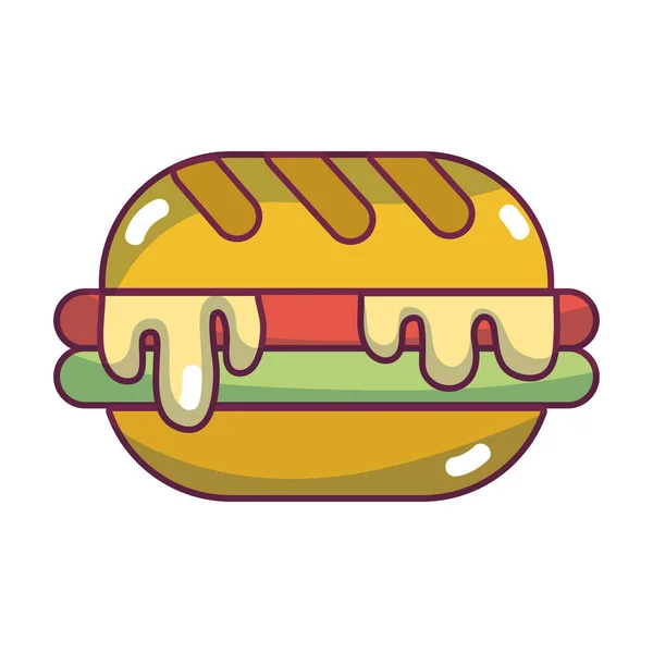 Lezat Hamburger Tidak Sehat Vektor Makanan Cepat Saji Ilustrasi - Stok Vektor