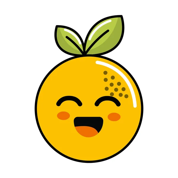 Kawaii Nice Happy Orange Fruit Vector Illustration — Stock Vector
