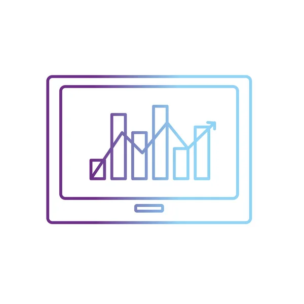 Technologie Écran Ligne Avec Illustration Vectorielle Diagramme Barres Statistiques — Image vectorielle