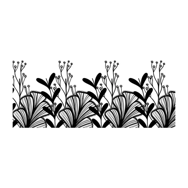 Rustikale Zweige Mit Blumen Und Blütenblättern Design Vektor Illustration — Stockvektor