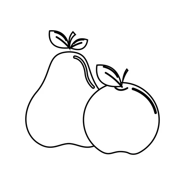 Silhouette Päron Och Äpple Frukt Ikonen Lager Vektor Illustration Design — Stock vektor