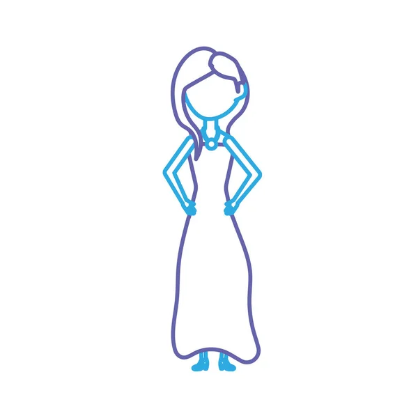 行幸せな花嫁の髪型とエレガントなガウンのベクトル図 — ストックベクタ