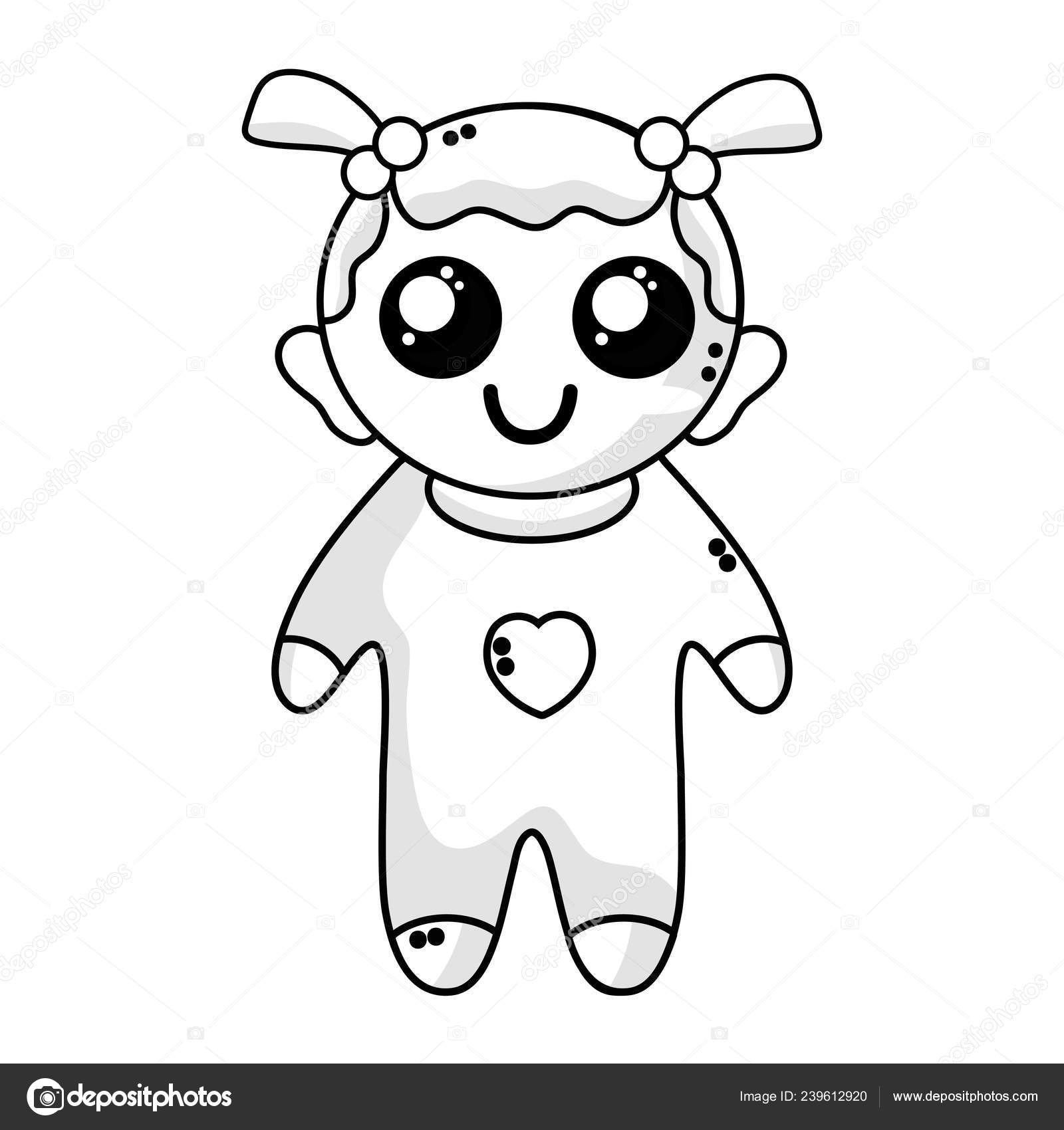 Line Cute Baby Girl Hairstyle Clothes Vector Illustration Stock Vector C Stockgiu 239612920