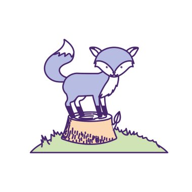 şirin fox hayvan Havaalanı ahşap ağaç vektör çizim