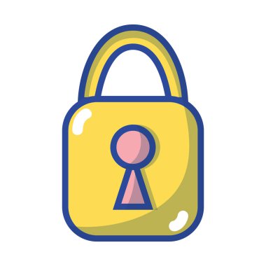 Güvenlik ve koruma işareti vektör çizim öğesine asma kilit