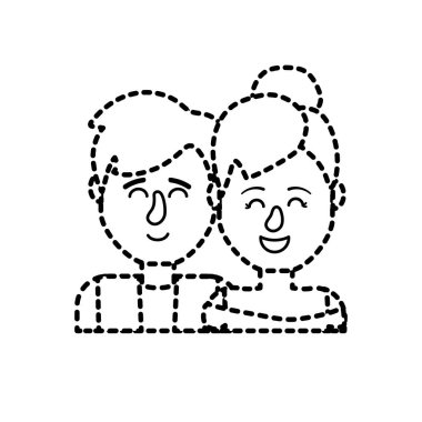 şekli güzel çift saç modeli tasarım vektör çizim ile noktalı