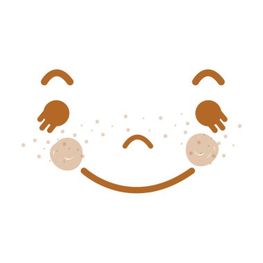 yanaklar ve gözleri, vektör çizim tasarım Kawaii komik surat