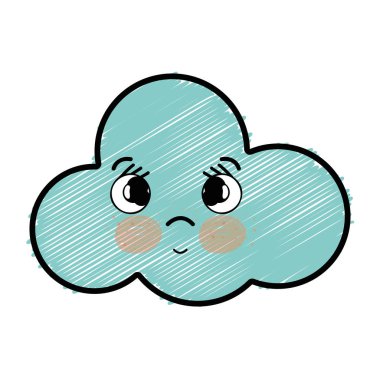 Kawaii şirin ihale bulut hava vektör çizim